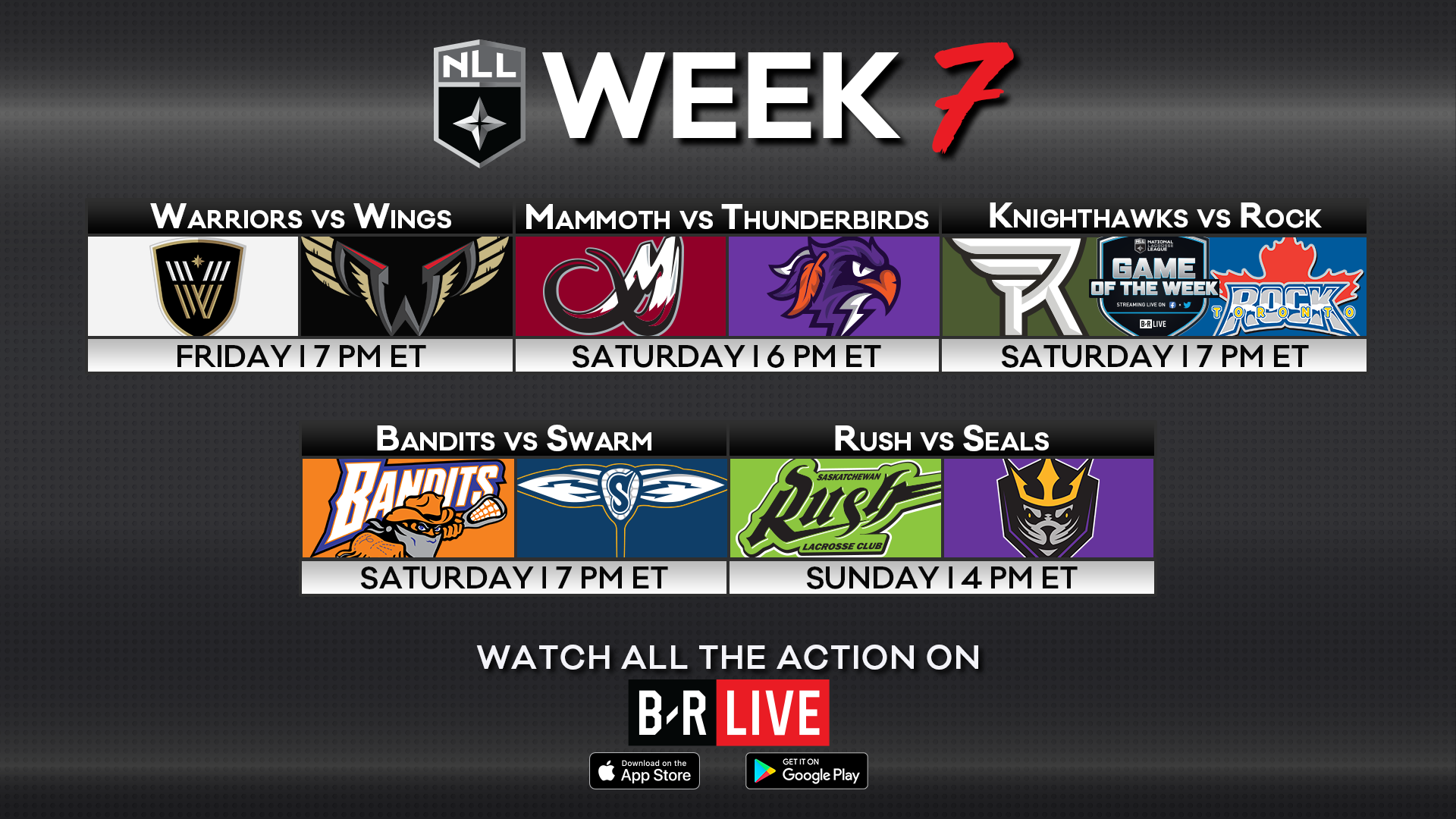 Week 7: Schedule, Game Info, How to Watch - NLL