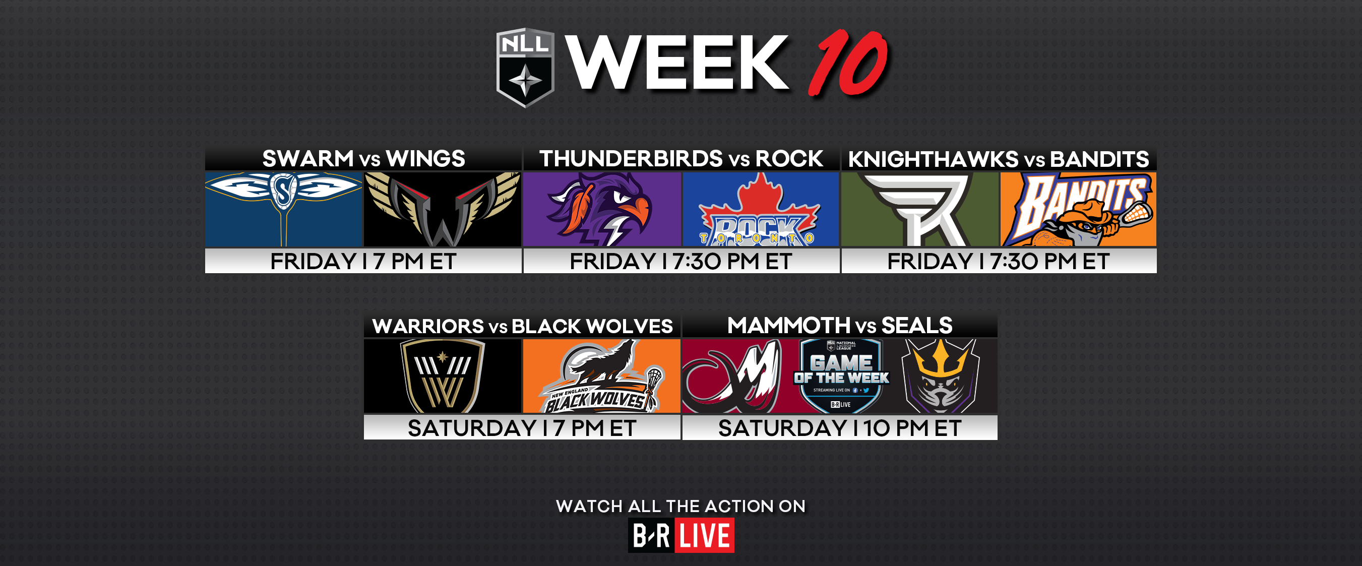 Week 10: Schedule, Game Info, How to Watch - NLL