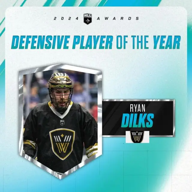 Congrats to Ryan Dilks! He collects his second Defensive Player of the Year honor, having won in 2016 as a member of the Rush.

This year, he led the NLL in caused turnovers (46) while nabbing a career-high 102 loose ball recoveries and posting 14 blocked shots with the Warriors.

Read more at the link in our bio!