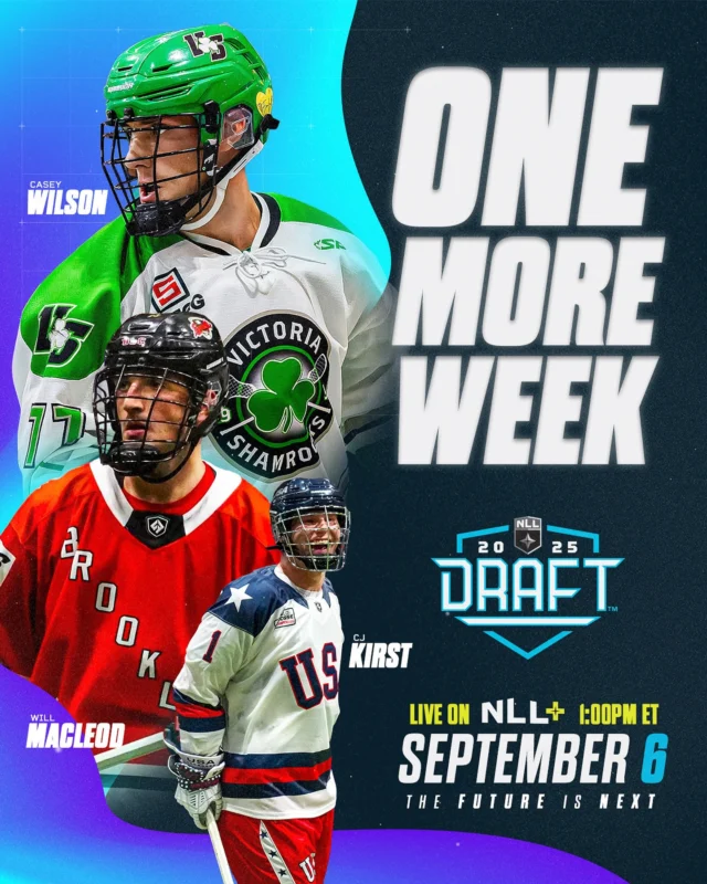 ONE. MORE. WEEK. 

Watch the 2025 NLL Draft next Saturday at 1pm ET on NLL+