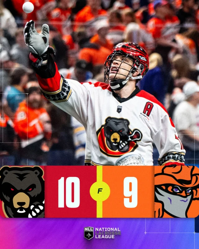 On the strength of 5 goals from Jeff Teat, @ottblackbears hold on for the 10-9 W over Buffalo!