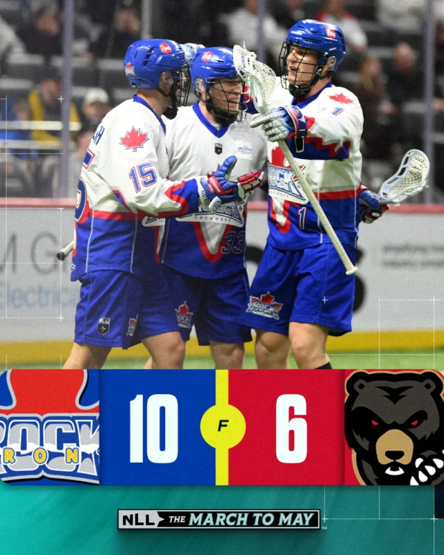 Sam English records his first career hat trick as the Rock win in Ottawa.