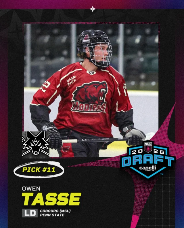 The Las Vegas Desert Dogs select Owen Tasse with the 11th overall pick in the 2026 NLL Entry Draft!