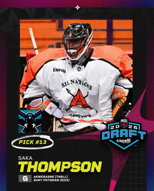 The first goalie is off the board! 🛑

With the No. 13 pick in the NLL Entry Draft, the Rochester Knighthawks welcome Saka Thompson!